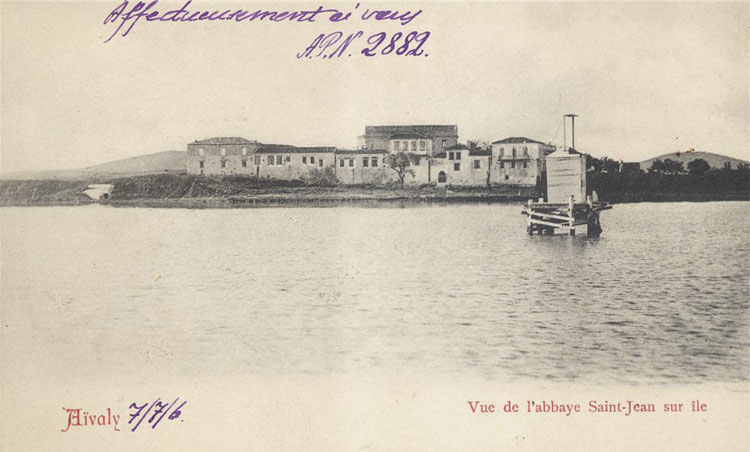 An abbey on an island off-shore Ayvalik as viewed in 1906