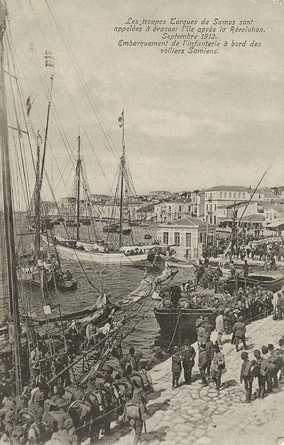the evacuation of Samos by Turkish troops in 1912 - image courtesy of Marie Anne Marandet
