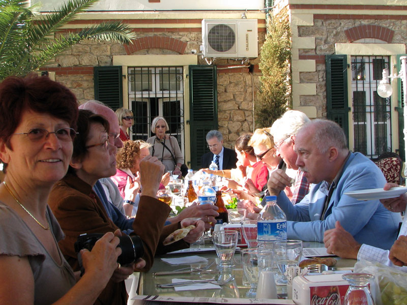 Group meal at the former Pengelley house in Buca